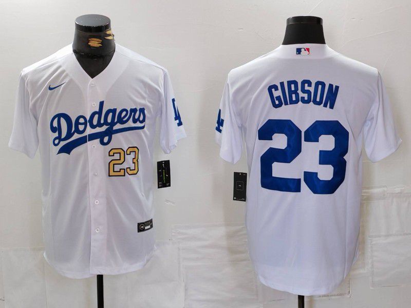 Men Los Angeles Dodgers #23 Gibson White Nike Game 2024 MLB Jersey style 2